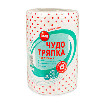 Салфетки хозяйственные в рулоне Bagi Чудо-тряпка Супер прочная 20х20 см 33 листа