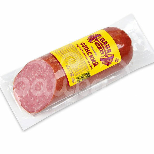 Колбаса Папа Может 350гр Сервелат финский в/к срез в/у