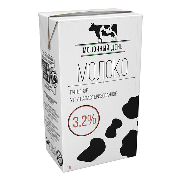 Молоко Молочный день Ультрапастеризованное 3.2% 1 л