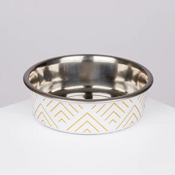 Миска металлическая с тяжелым прорезиненным дном для собак, d 17 см