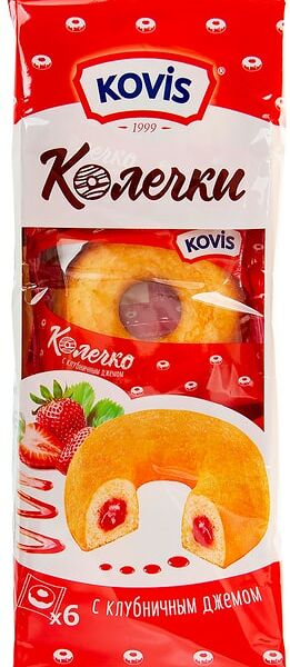 Колечки Kovis c клубничным джемом 240г