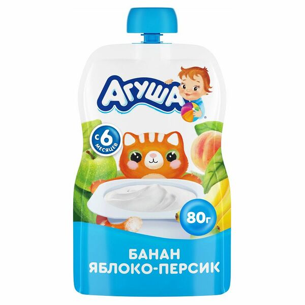 Творог фруктовый Агуша Банан-яблоко-персик с 6 месяцев 4%
