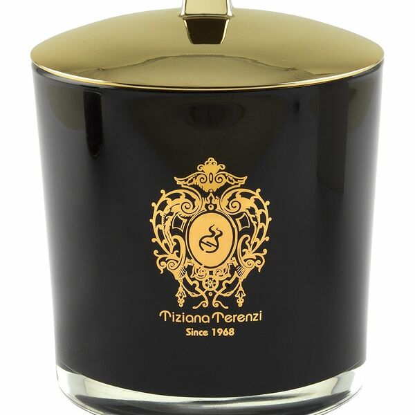 TIZIANA TERENZI Camino Свеча с ароматом миндаля и ванили в черном стекле 3 деревянных фитиля, 1000 г