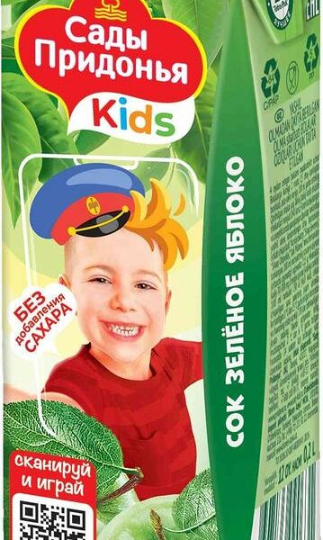 Сок Сады Придонья зеленое яблоко восстановленный осветлённый 200мл