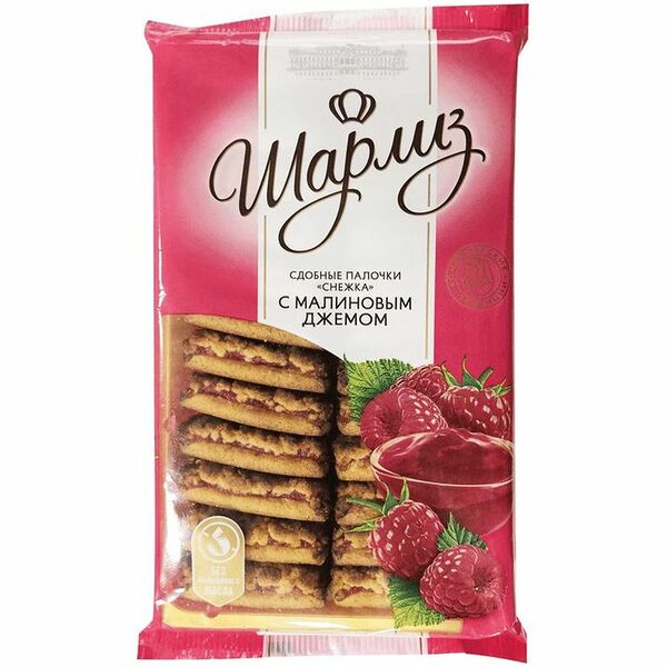 Сдобные палочки Шарлиз Снежка с малиновым джемом 370г