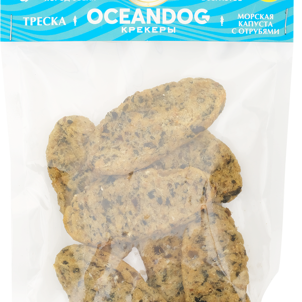 Лакомство для собак OCEANDOG Крекеры из атлантической̆ трески с ламинарией̆ и отрубями