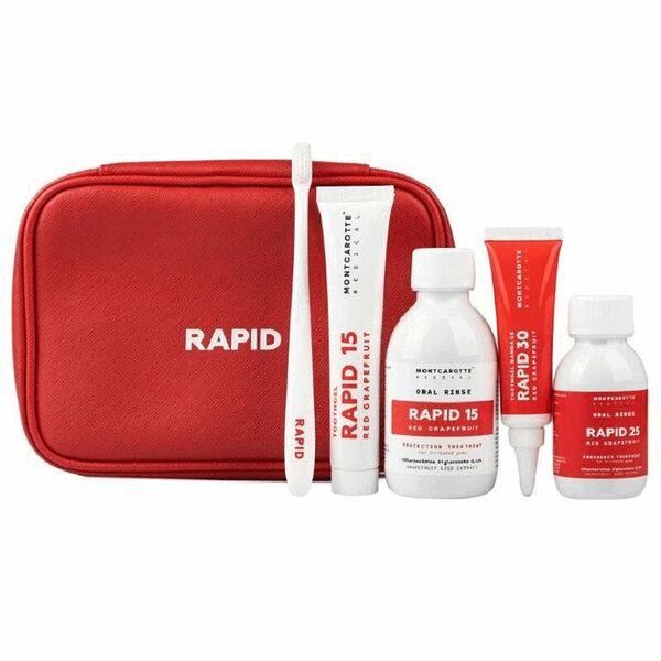 Montcarotte Набор для полости рта 5 продуктов (2 ополаскивателя + зубная паста + зубной гель + зубная щетка)