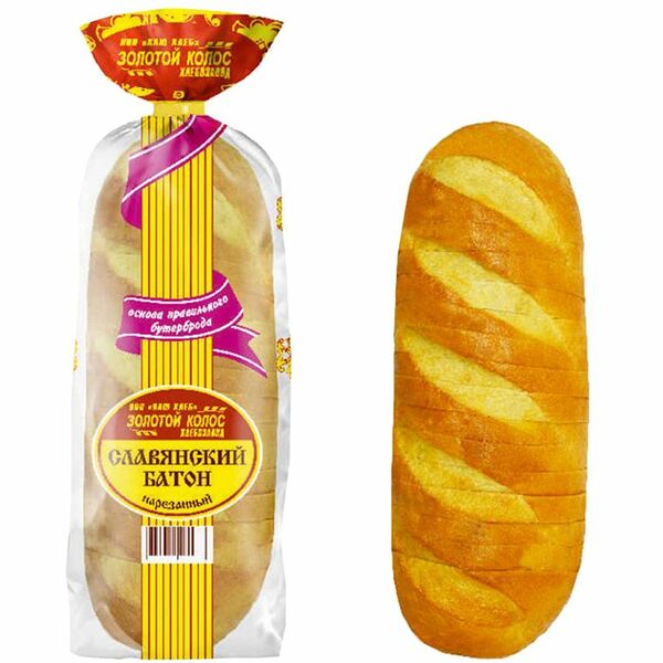 Батон Золотой Колос Славянский нарезка, 350г