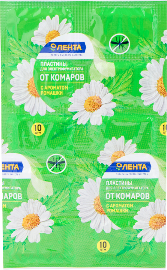 

Пластины от комаров для электрофумигатора ЛЕНТА с ароматом ромашки, 10 шт