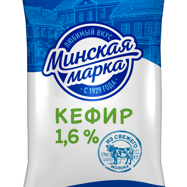 Кефир жир. 1.6% п/пл вес 1кг Минская марка