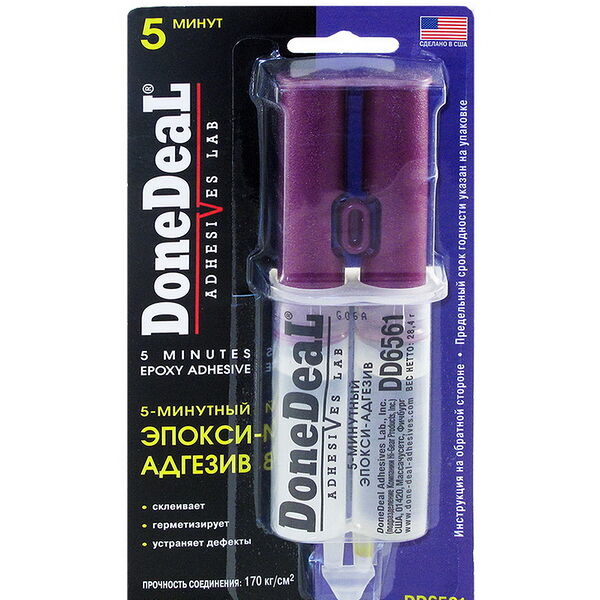 DD6561 - 5-минутный  эпокси-адгезив в шприце (прозрачный); 28,4 г
