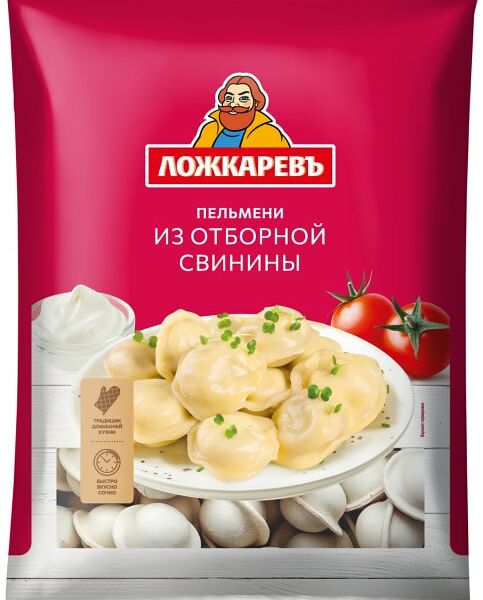 Пельмени Ложкаревъ из отборной свинины 900г