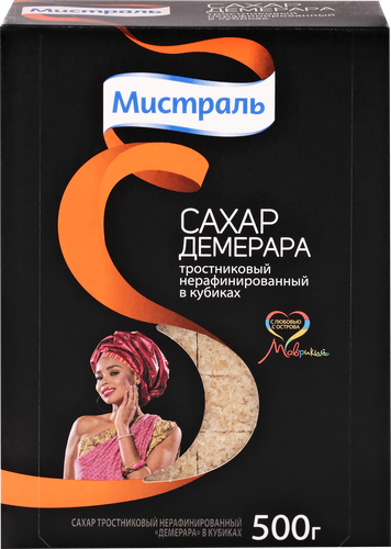 

Сахар Мистраль Демерара тростниковый нерафинированный кусковой кубиками 500 г