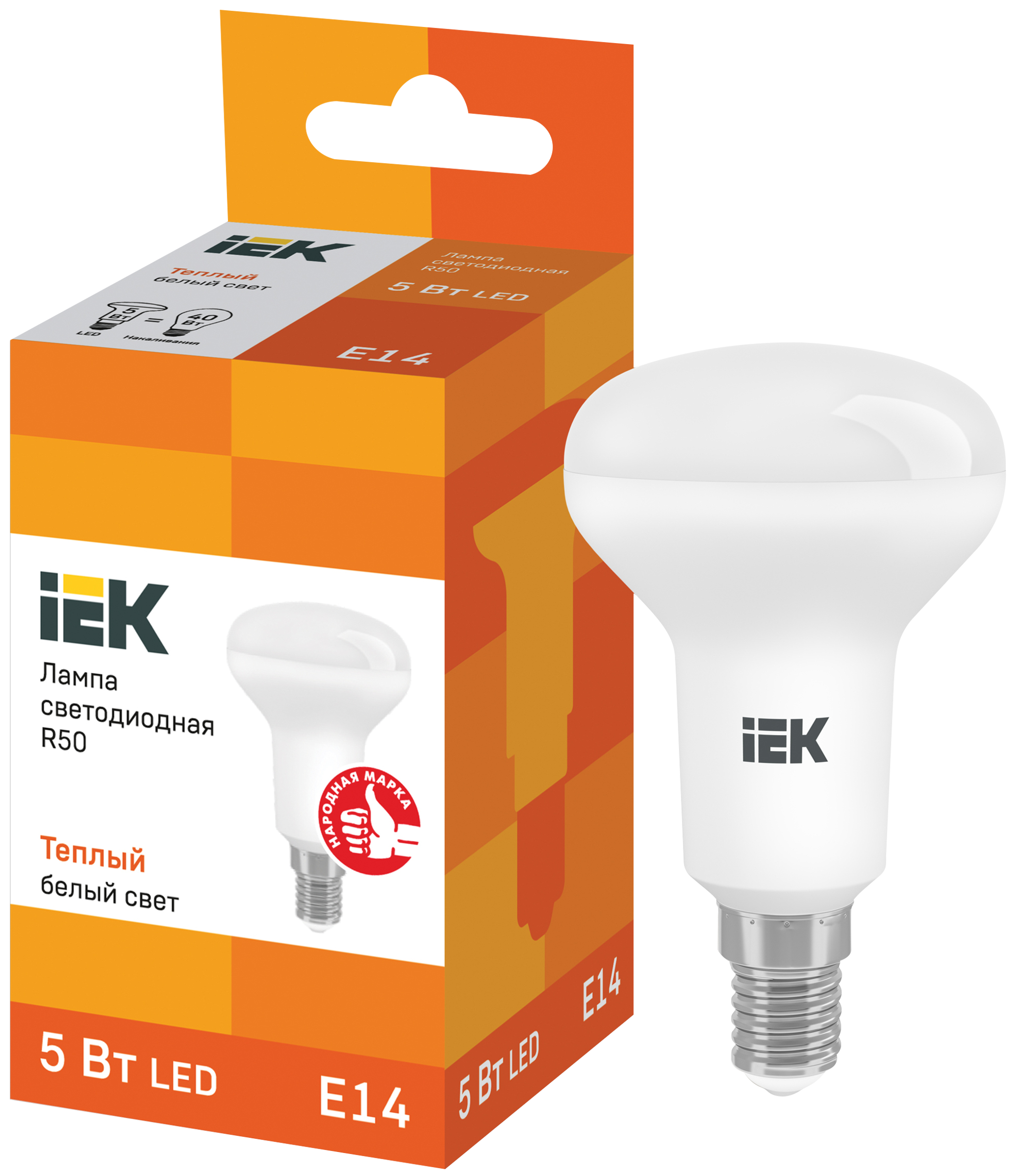 

Лампа IEK LED R50, 5Вт, 230В, 3000К, E14, рефлектор