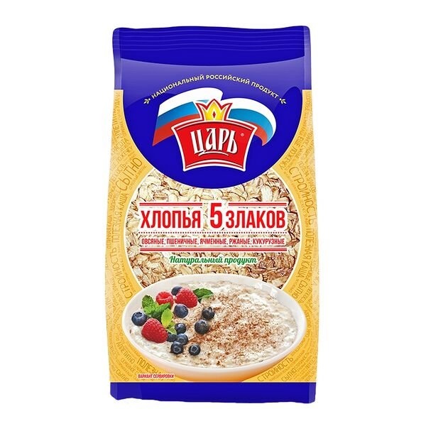 Хлопья Царь 5 злаков тонкие