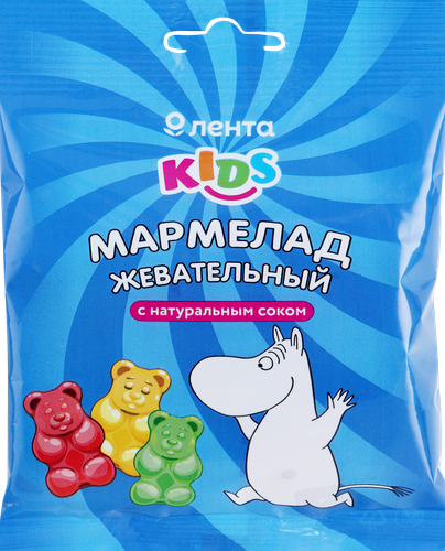 

Мармелад жевательный ЛЕНТА KIDS Муми-тролли Медвежата со вкусом яблоко, лимон, клубника, ананас