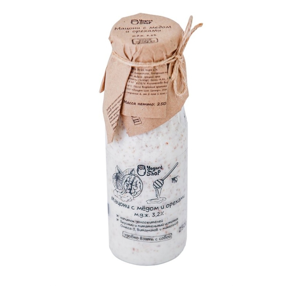 

Мацони с мёдом и орехами 8.8%, Yogurt Shop, 250 г, Россия, БЗМЖ