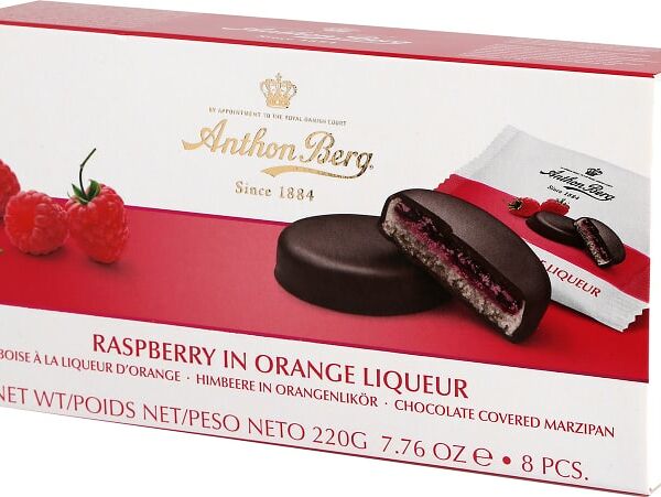 Конфеты шоколадные с марципаном Anthon Berg Малина в апельсиновом ликере 220 г