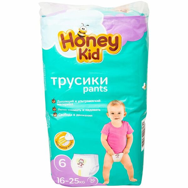 Трусики-подгузники Honey Kid Junior+ Extra Large р.6 16-25кг 36шт.