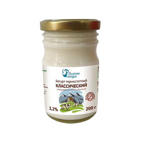 Йогурт Молочные мелодии Классический 3.2% 200 г, Россия