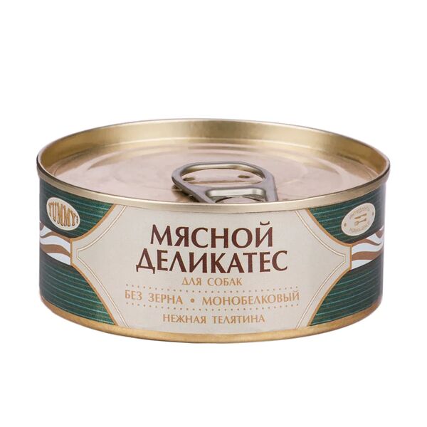 Мясной Деликатес консервы для собак, с натуральной телятиной в желе