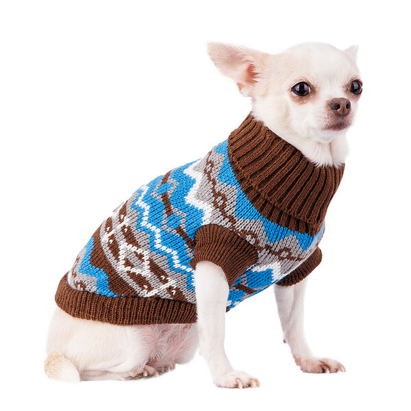 Свитер для собак с узором 20см XS голубой (унисекс)