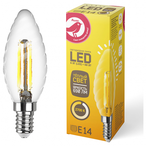 LED-Лампа АШАН Красная птица E14 6-60W