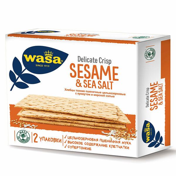 Хлебцы пшеничные WASA супертонкие с кунжутом и морской солью