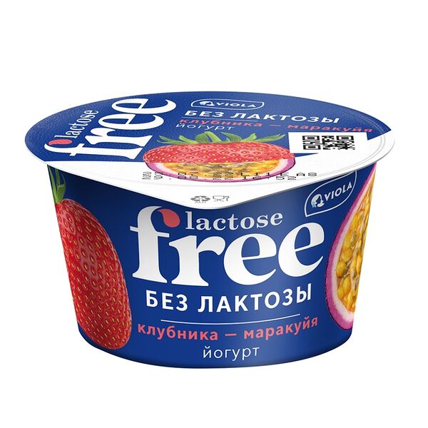 Йогурт Viola Free безлактозный Клубника-маракуйя 2,7% 180г