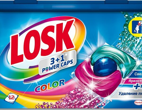 Капсулы для стирки Losk Power Caps Color, 12 шт