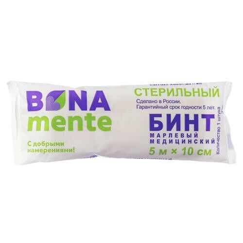 Бинт марлевый Bona mente стерильный 5 м х 10 см