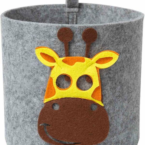 Органайзер Eva Home Корзинка Funny Жираф, цвет: светло-серый 3 литра, 17×17×16 см