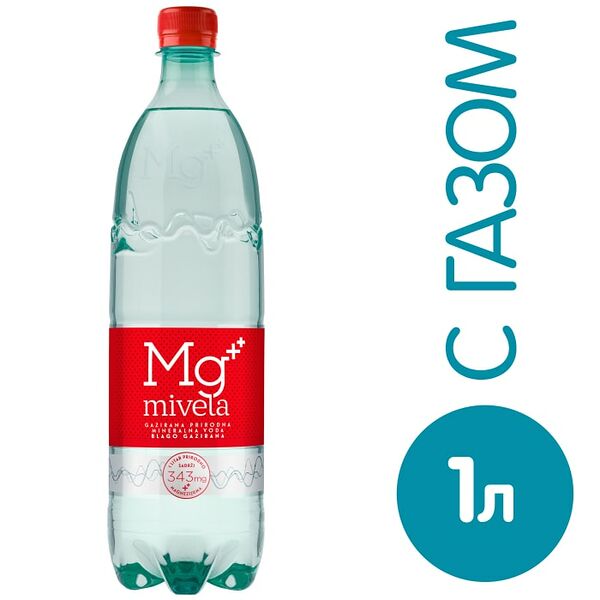 Вода Mg Mivela минеральная лечебно-столовая слабогазированная 1л