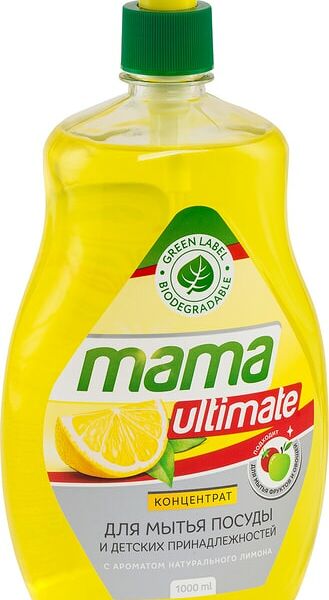 Концентрат для мытья посуды и детских принадлежностей Mama Ultimate с ароматом лимона 1л
