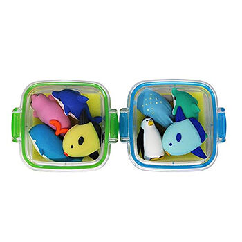 Резинки стирательные Iwako Морские животные в пластиковом кейсе, набор из 4 штук, в ассортименте