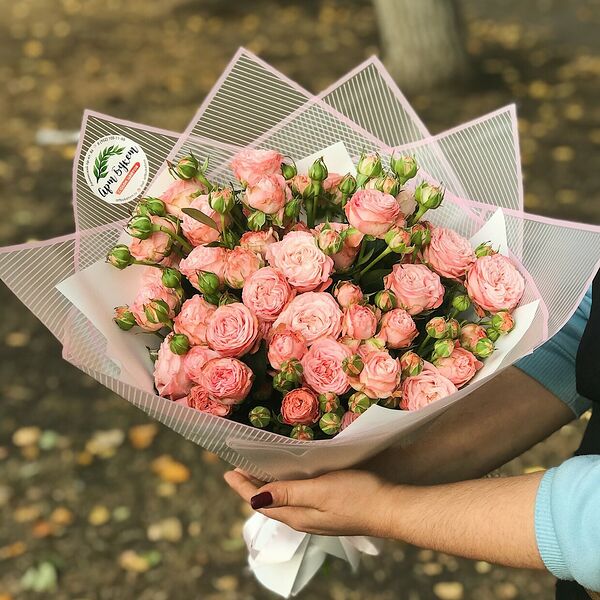 13 пионовидных кустовых роз