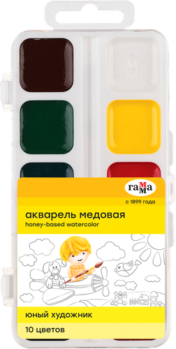 

Акварель Гамма Юный художник 10 цветов без кисти