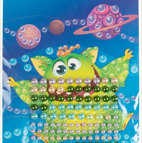 Набор для изготовления Аппликация жемчужная Космический мо С3277-14