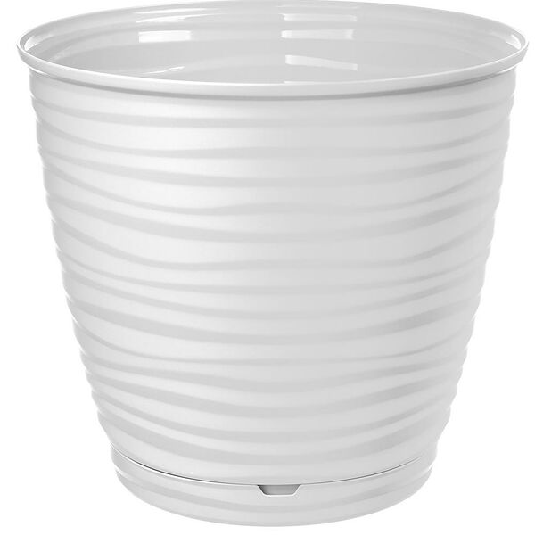 Горшок для цветов Саффрон с поддоном, 17.6 см, 2.6 л, белый