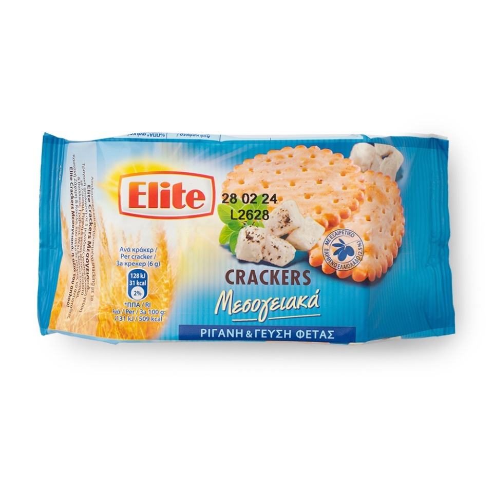 

Крекеры средиземноморские Elite со вкусом сыра фета и орегано 105г, Греция