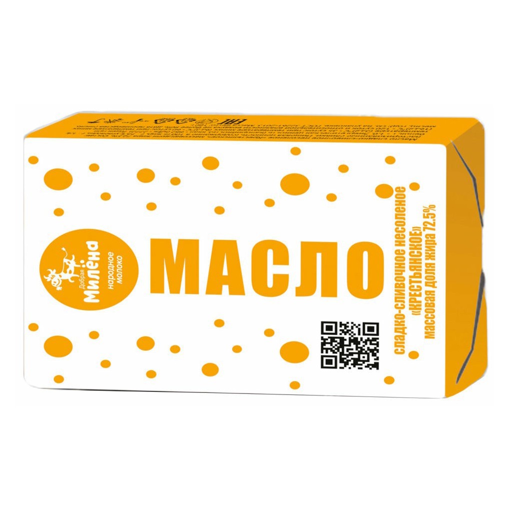 

Масло сладкосливочное Крестьянское Добрая Милёна 72.5% 180 г