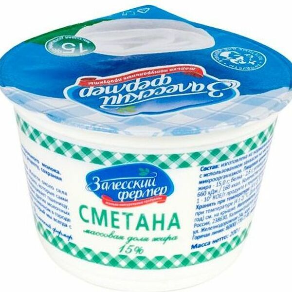 Сметана Залесский фермер фермерская 15% 200г