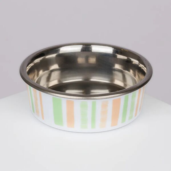 Миска металлическая с тяжелым прорезиненным дном для собак и кошек, d 12,2 см