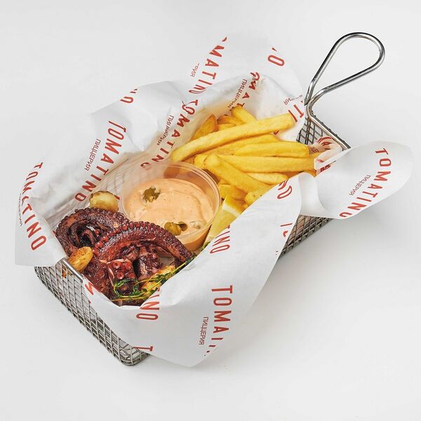 Креветки с картофелем фри