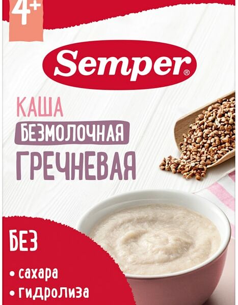Каша Semper безмолочная гречневая с 4 месяцев 180г