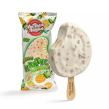 Эскимо «Весёлый Кактус» пломбир ананасовый в глазури, «Чистая Линия»