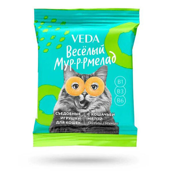 Лакомство для кошек Veda Веселый мур-р-рмелад с кошачьей мятой, 6 г