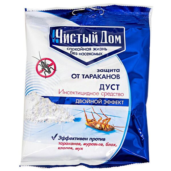Дуст от тараканов, блох, клопов, муравьёв  ЧИСТЫЙ ДОМ 50г