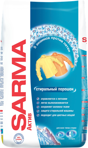 

Порошок универсальный для стирки Sarma Active Горная Свежесть Удаление Пятен 800 г
