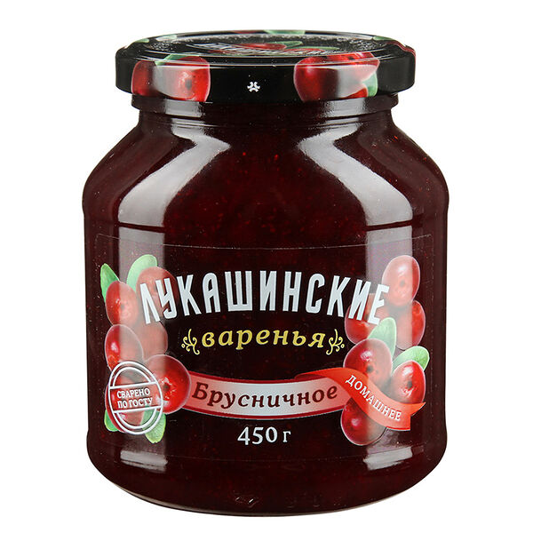 Варенье лукашинские 450 г брусничное гост ст/б